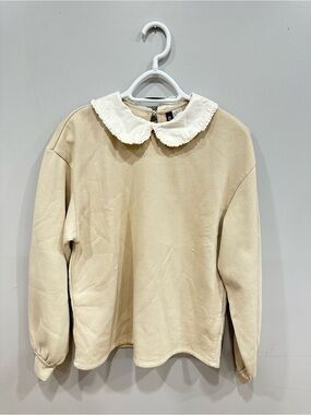 H&M Divided Beige Ruffle Collar Sweatshirt XS